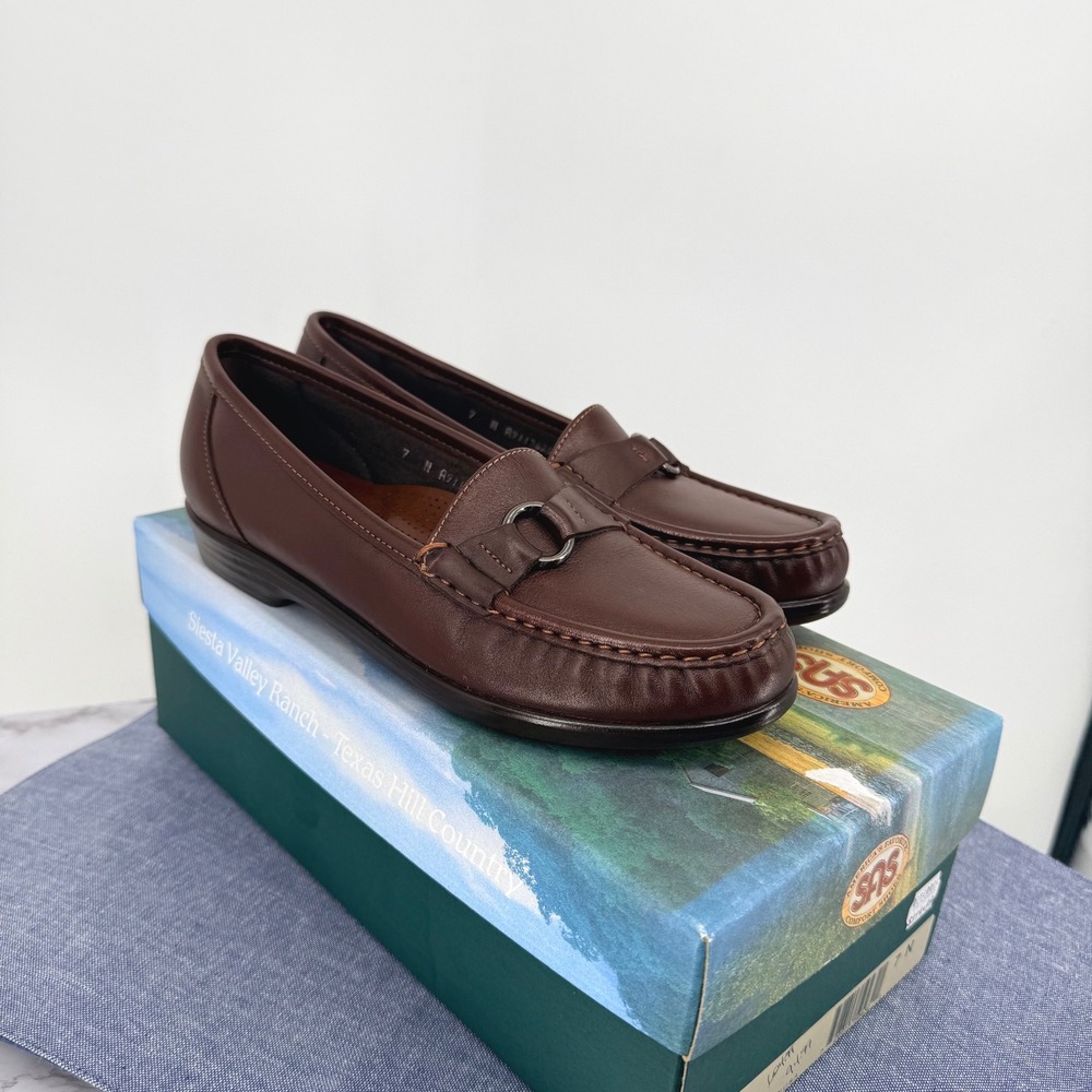SAS Jewel Loafer Womens 7N Cinnamon Brown Leather Comfort Slip On Shoes 2030-202